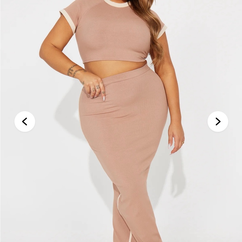 Womens plus size 2 piece midi skirt set